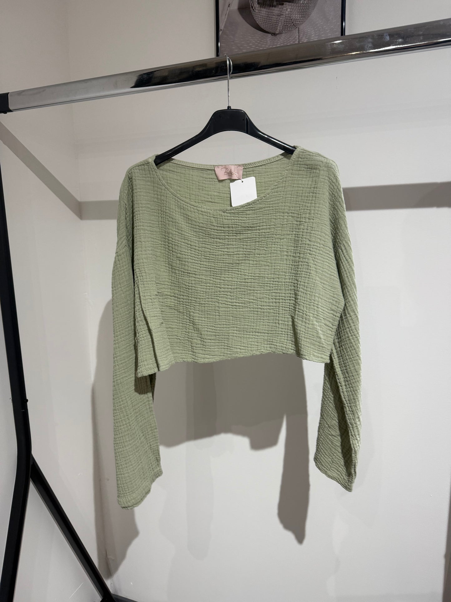 MUSSELINSHIRT LANGARM -1571-KHAKI - Sarahs Modeboutique