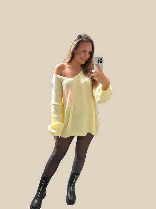 OVERZISE PULLOVER -7899- GELB - Sarahs Modeboutique