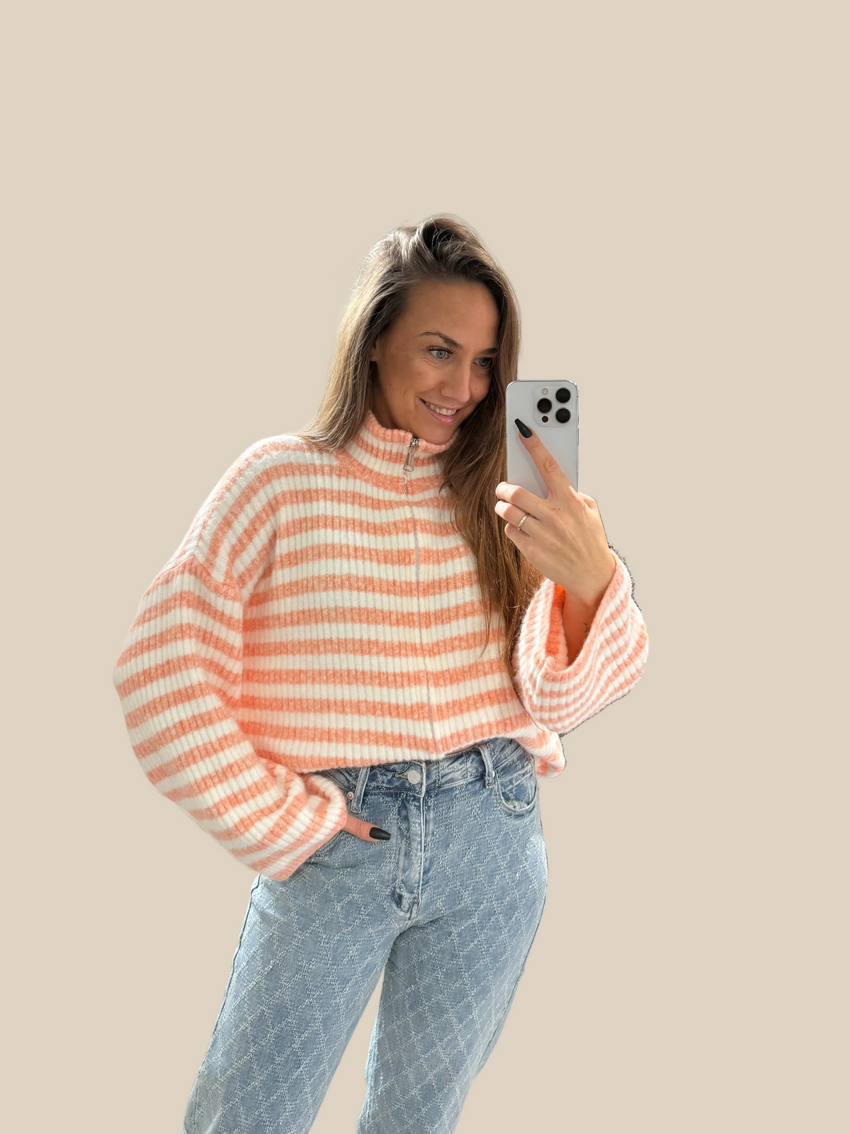 ZIPPER JACKE GESTREIFT -9010- ORANGE