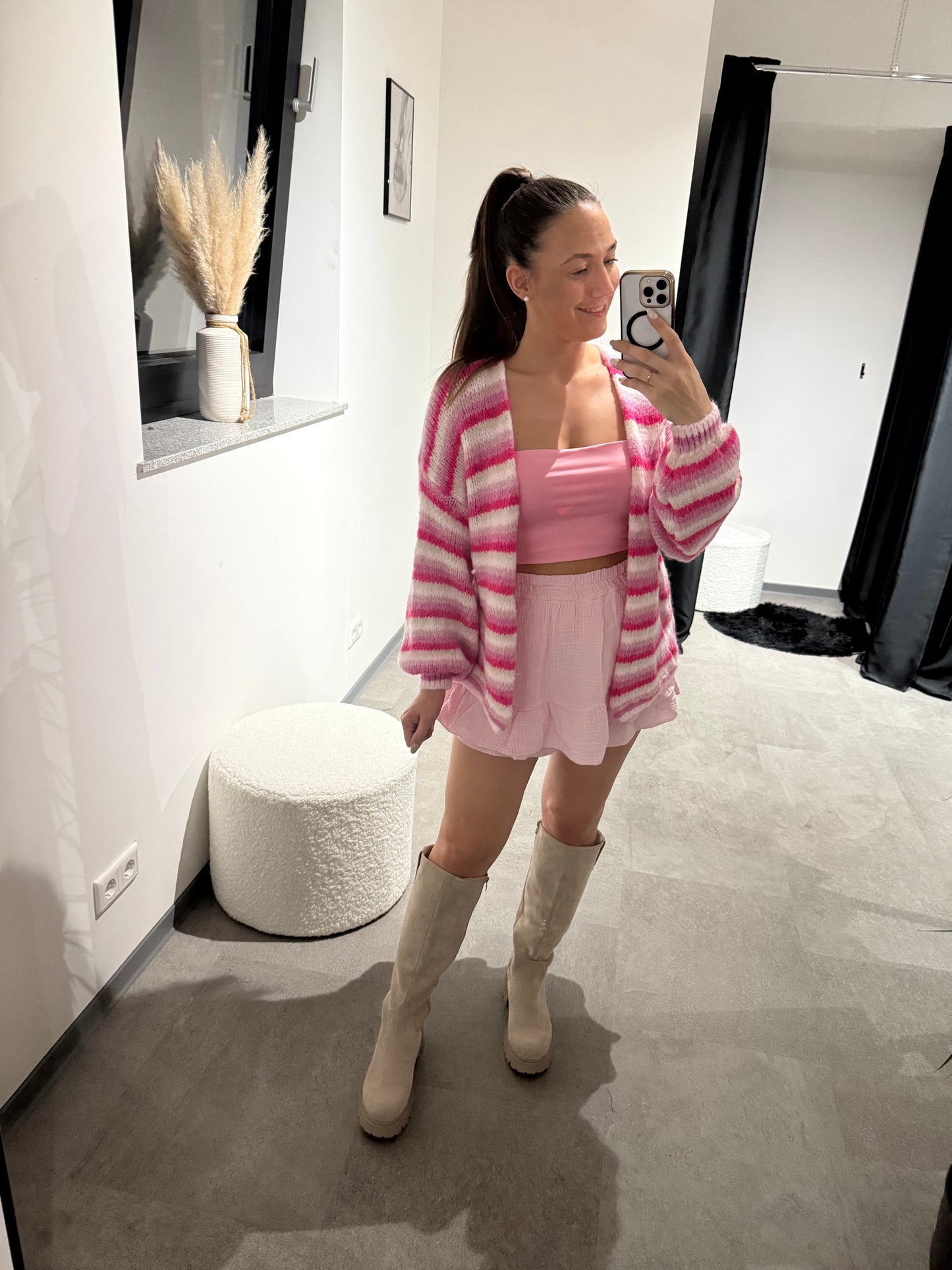 Strickjacke -5438- rosa/pink/creme