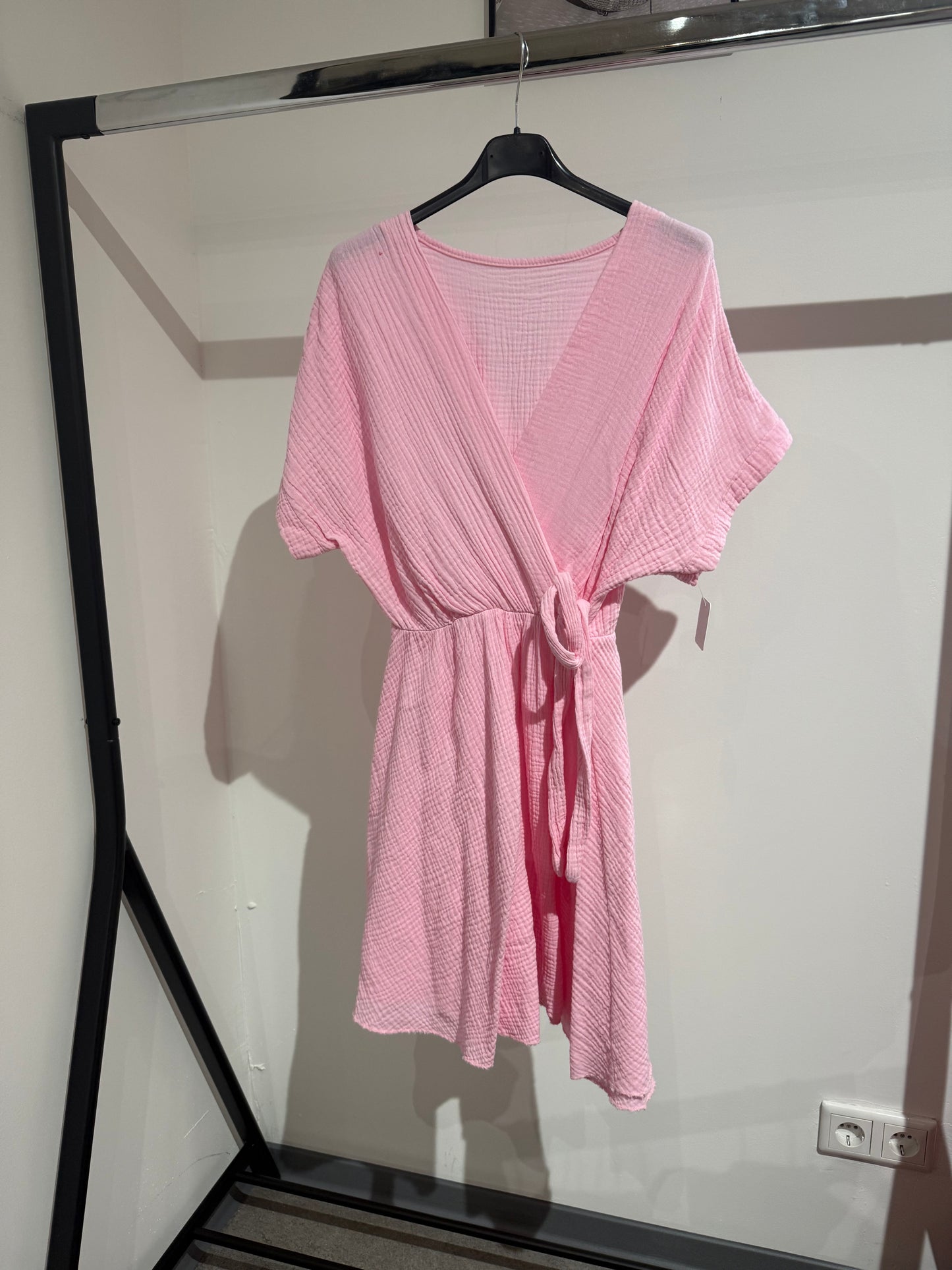 MUSSELINKLEID MIT SCHLEIFE -1464- ROSA - Sarahs Modeboutique