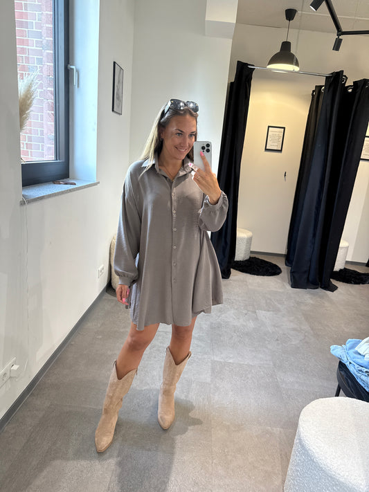 Bluse lang -8811- taupe - Sarahs Modeboutique
