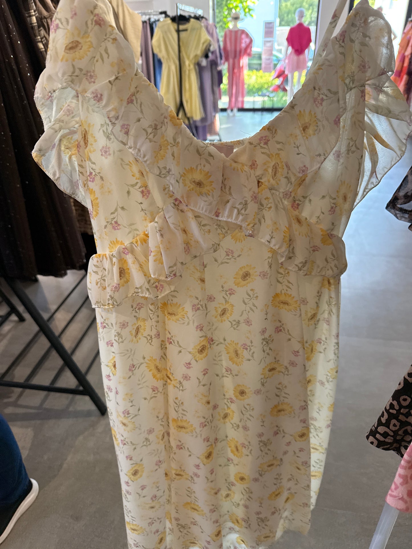 BLÜMCHENKLEID -2226- GELB - Sarahs Modeboutique
