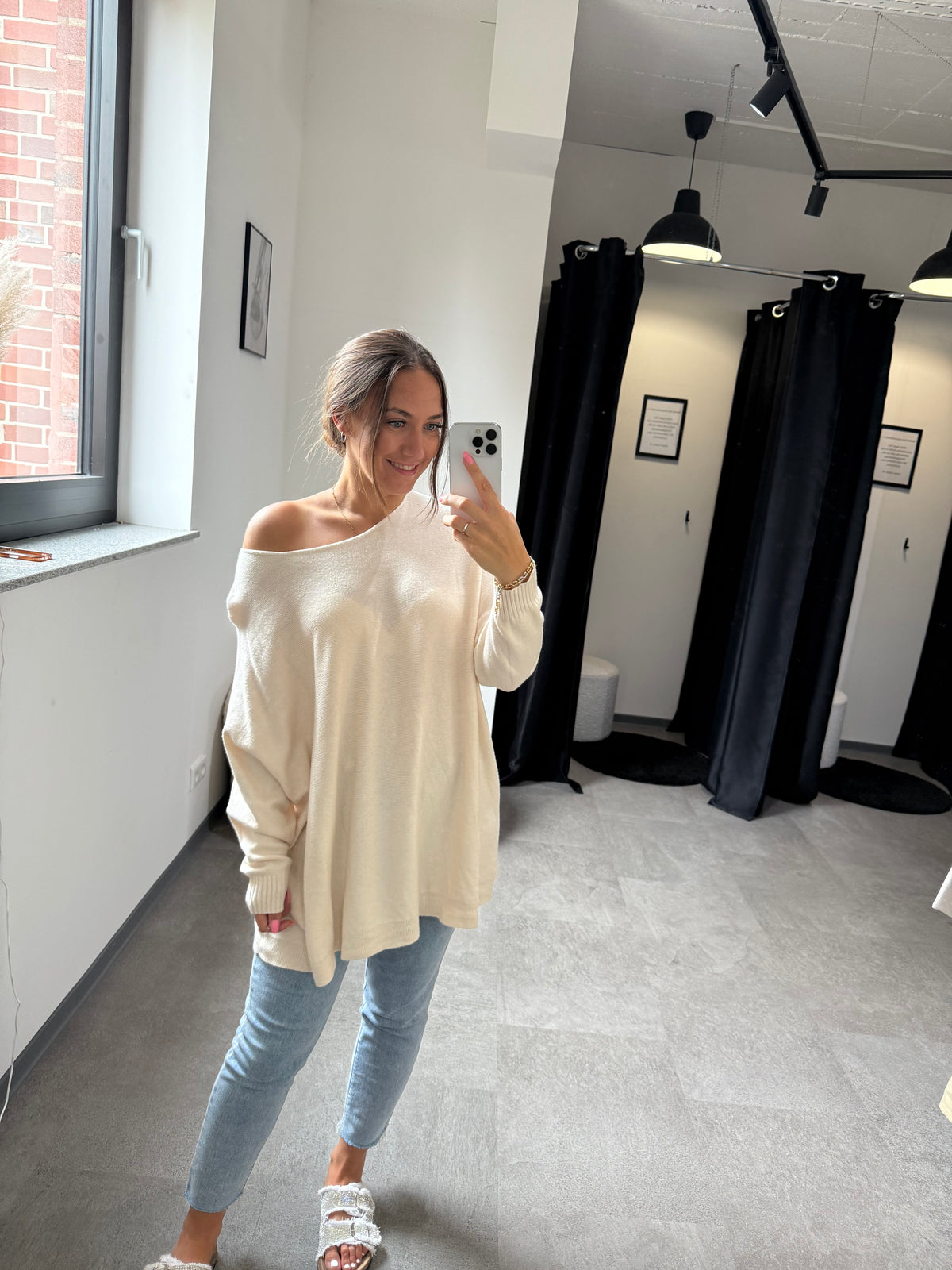 Pulli overzise -7551- CREME / BEIGE - Sarahs Modeboutique
