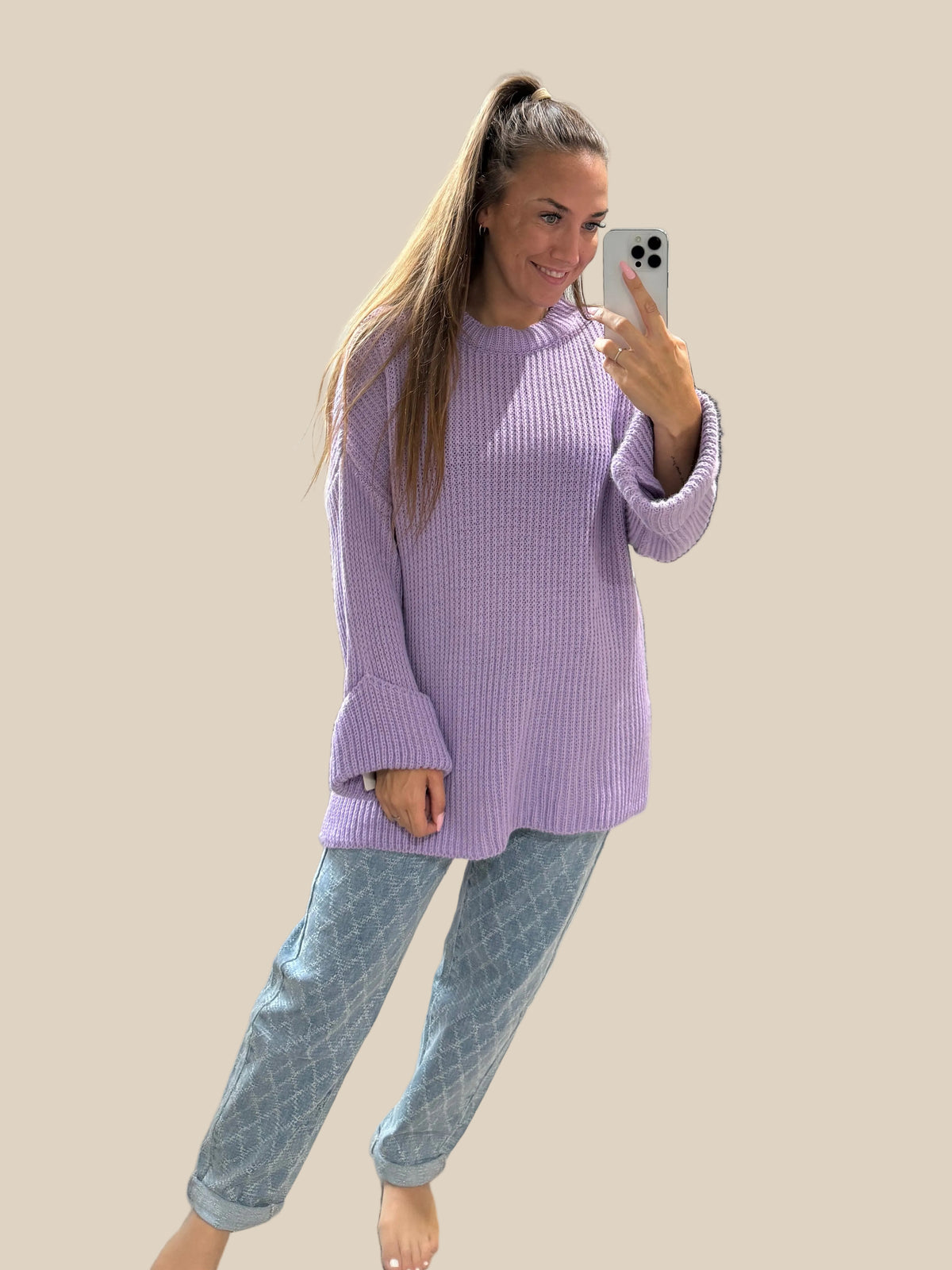 SCHLITZPULLI -1596- FLIEDER - Sarahs Modeboutique