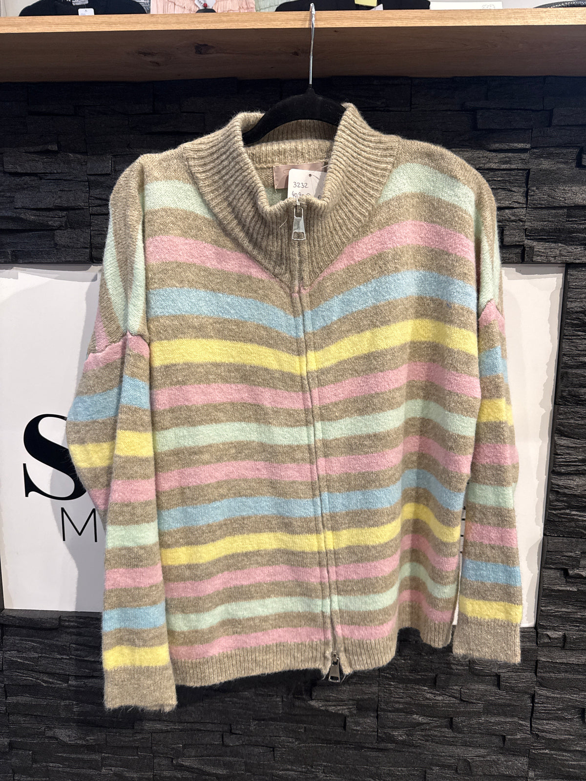 ZIP STRICKJACKE -3232- BUNT