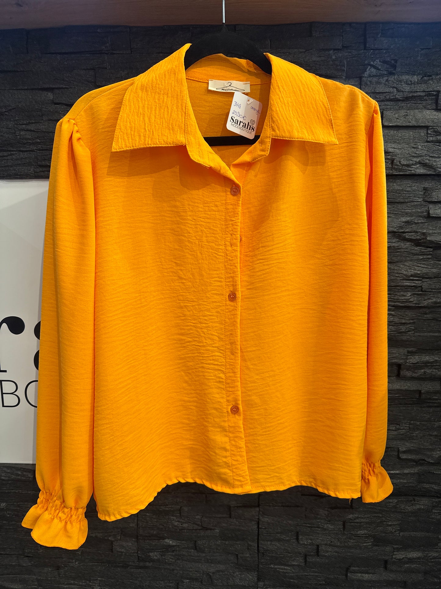 Bluse Basic mit gerafftem Ärmel -3448- ORANGE