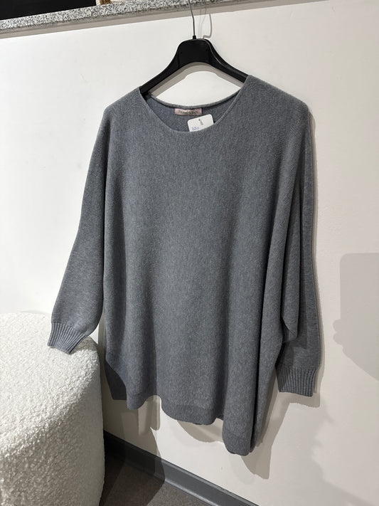 Pulli overzise -7551- grau - Sarahs Modeboutique