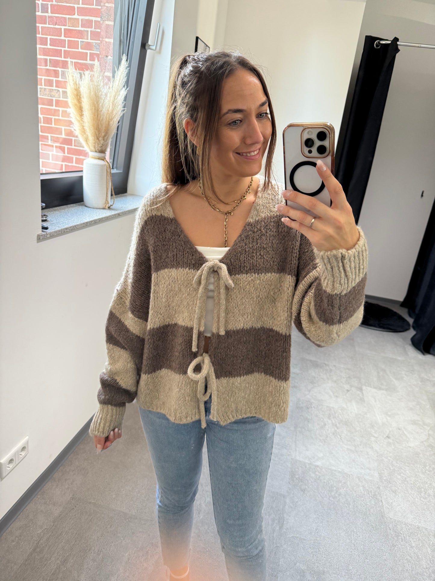 Cardigan -8090- beige/braun