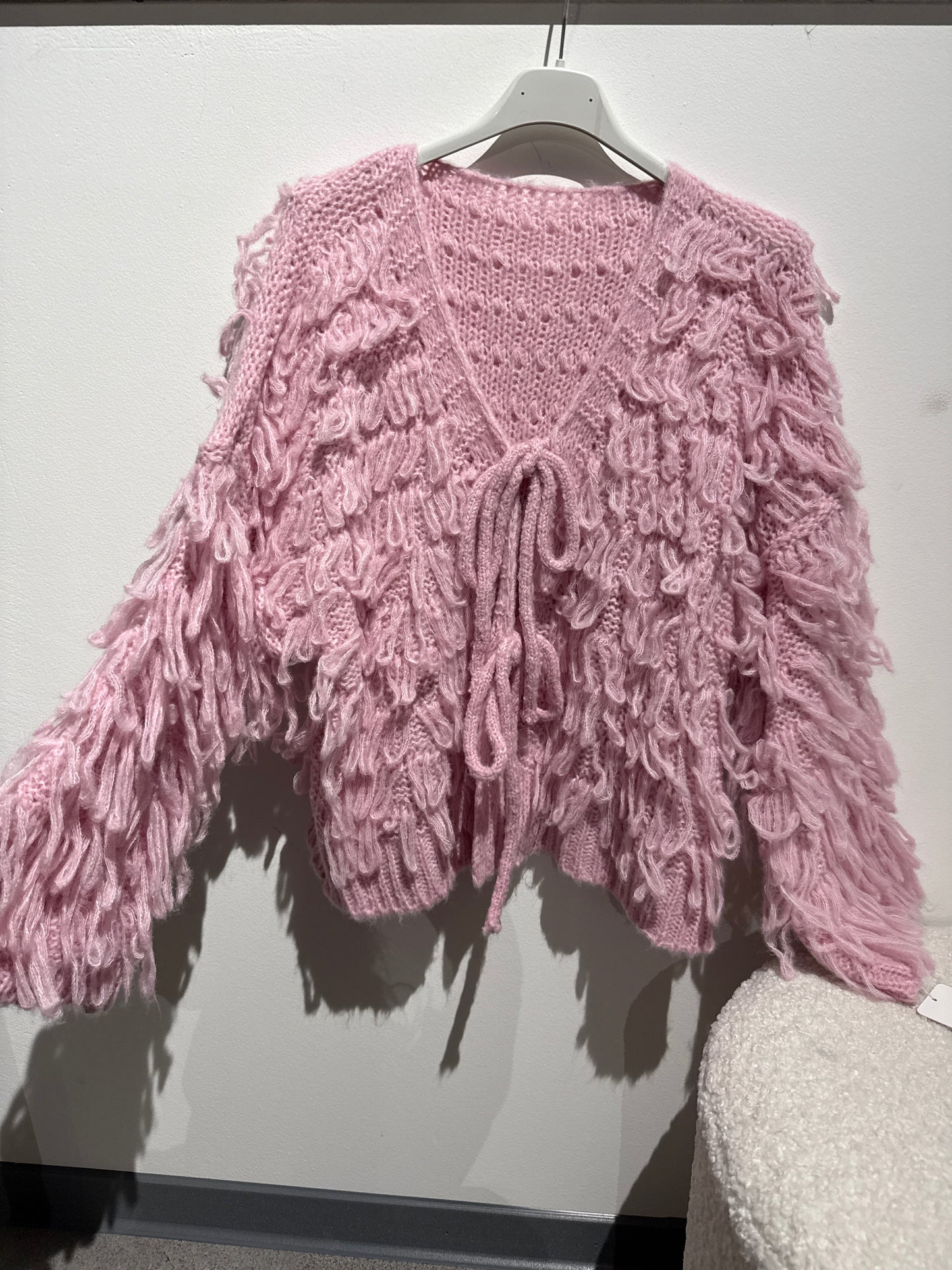 Fransen Strickjacke -3459- rosa