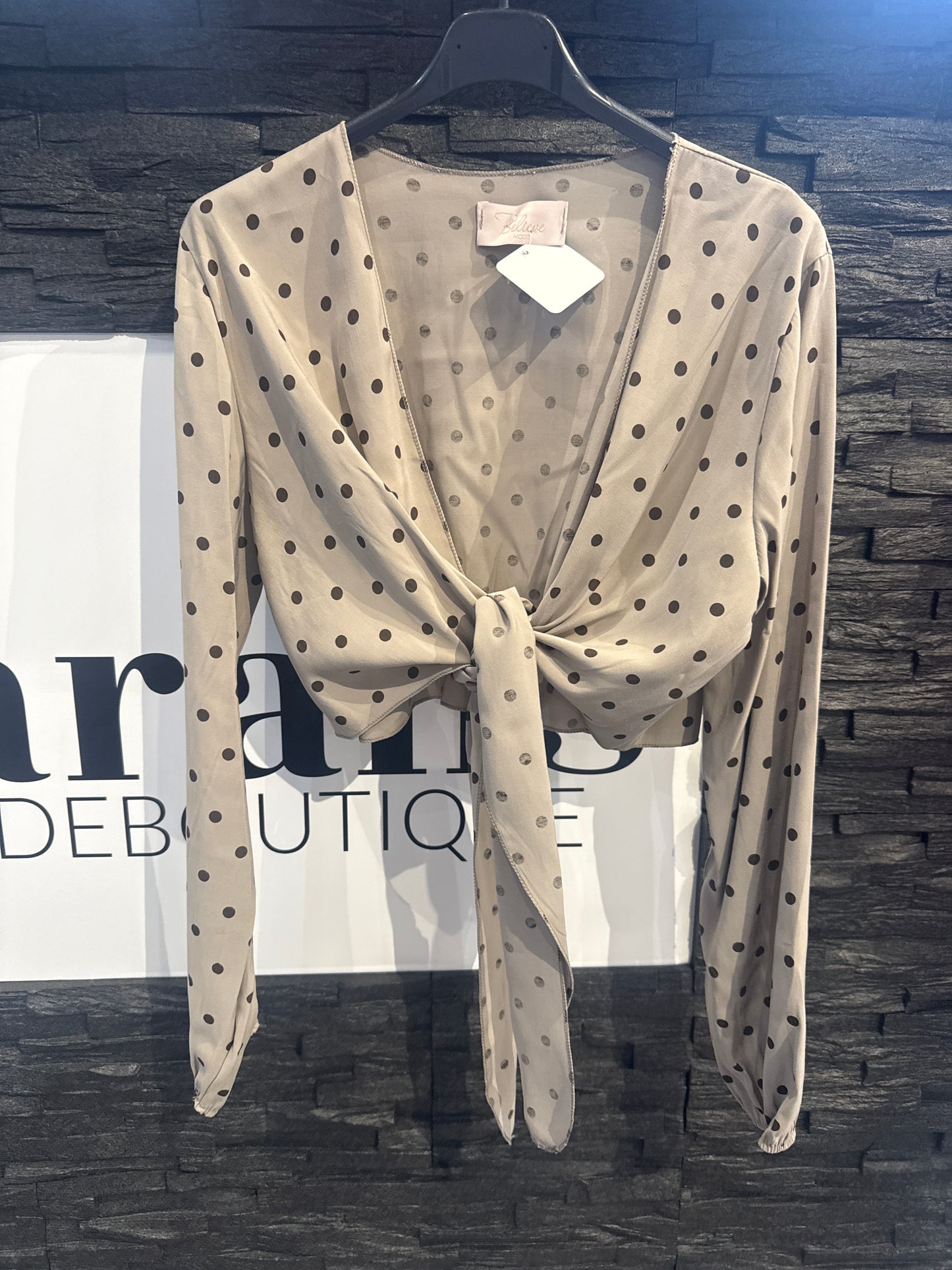 BLUSE GEPUNKTET -4569- TAUPE