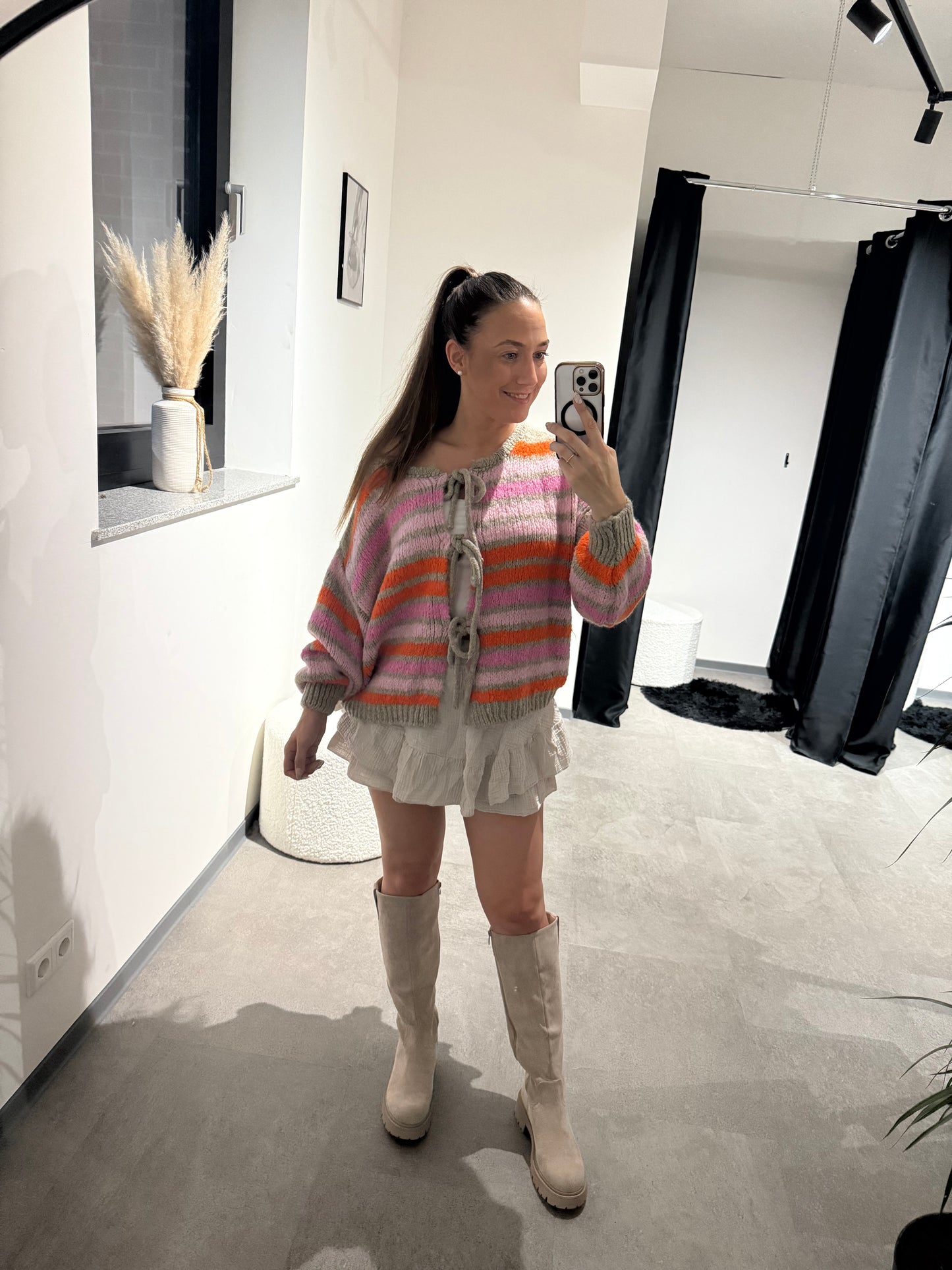 Strickjacke -5437- Beige/orange