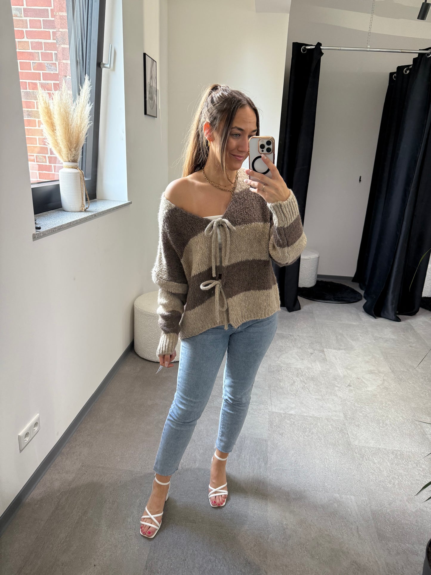 Cardigan -8090- beige/braun