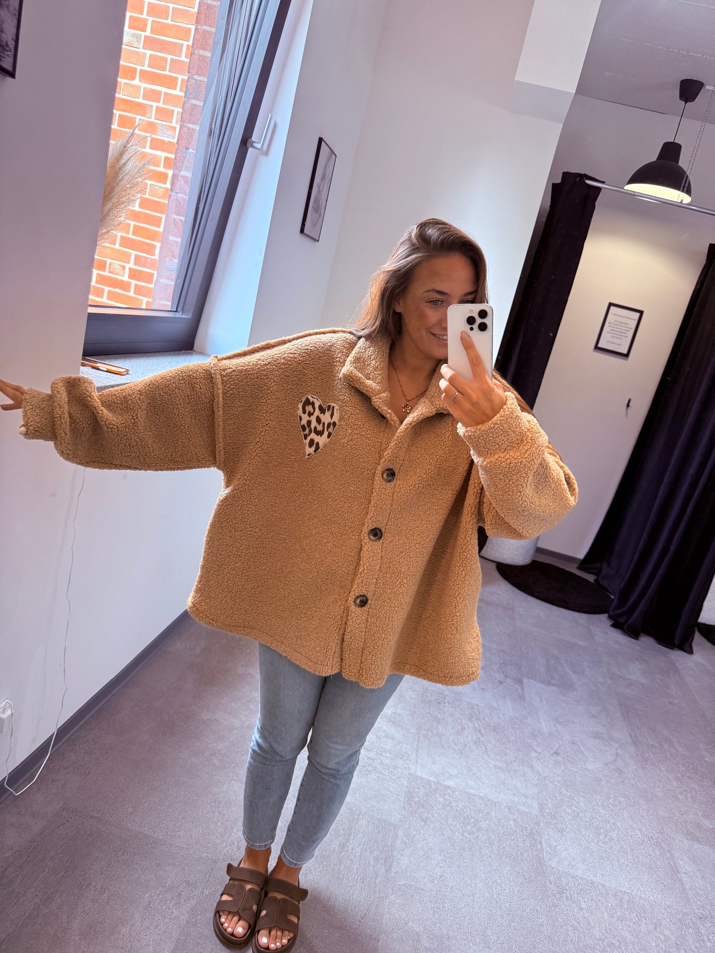 TEDDYJACKE FLAUSCHI MIT LEOHERZ -4780- BEIGE