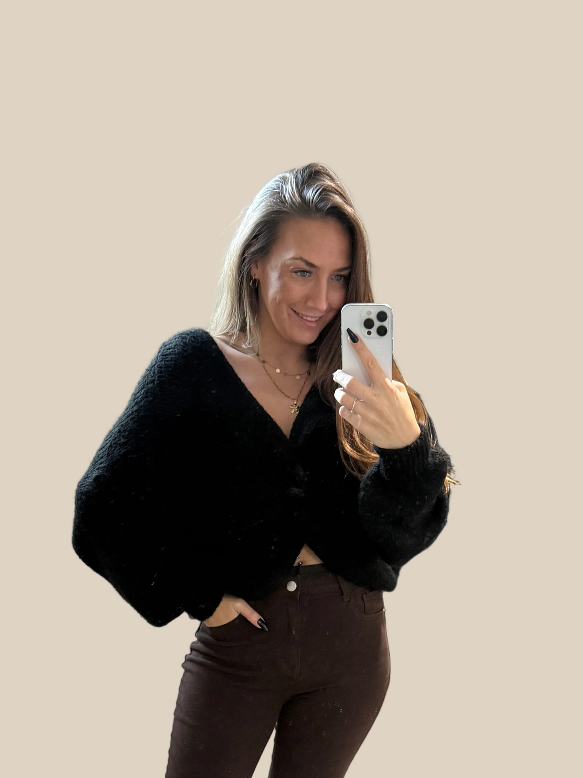 PULLOVER MIT KNOTEN -9008- SCHWARZ