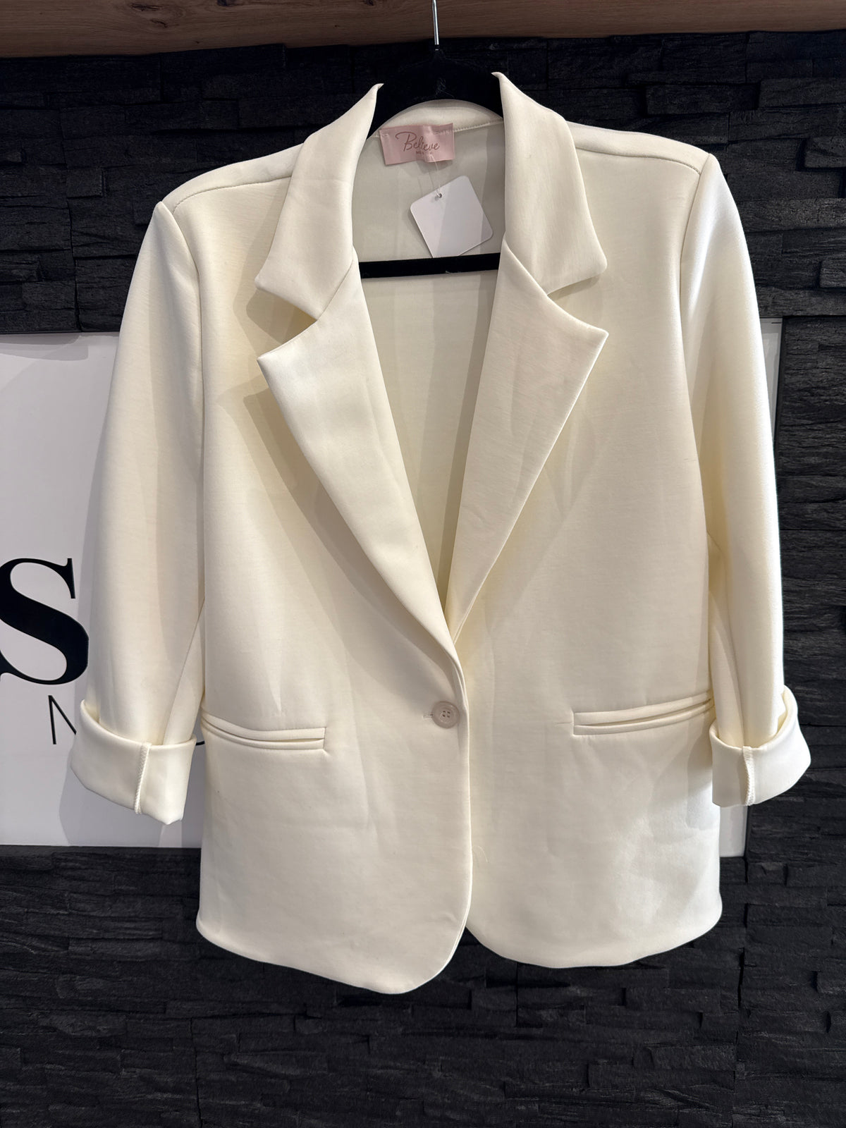 Blazer super soft Onezise -6677- CREME - Sarahs Modeboutique