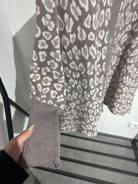 Leostrickjacke overzise -6672- taupe