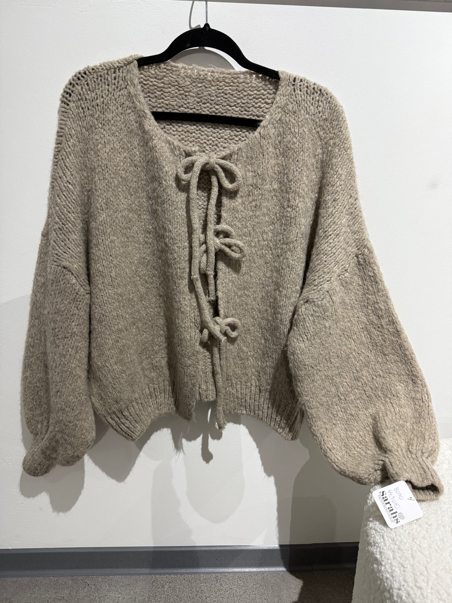 Strickjacke schleifen -8090- beige