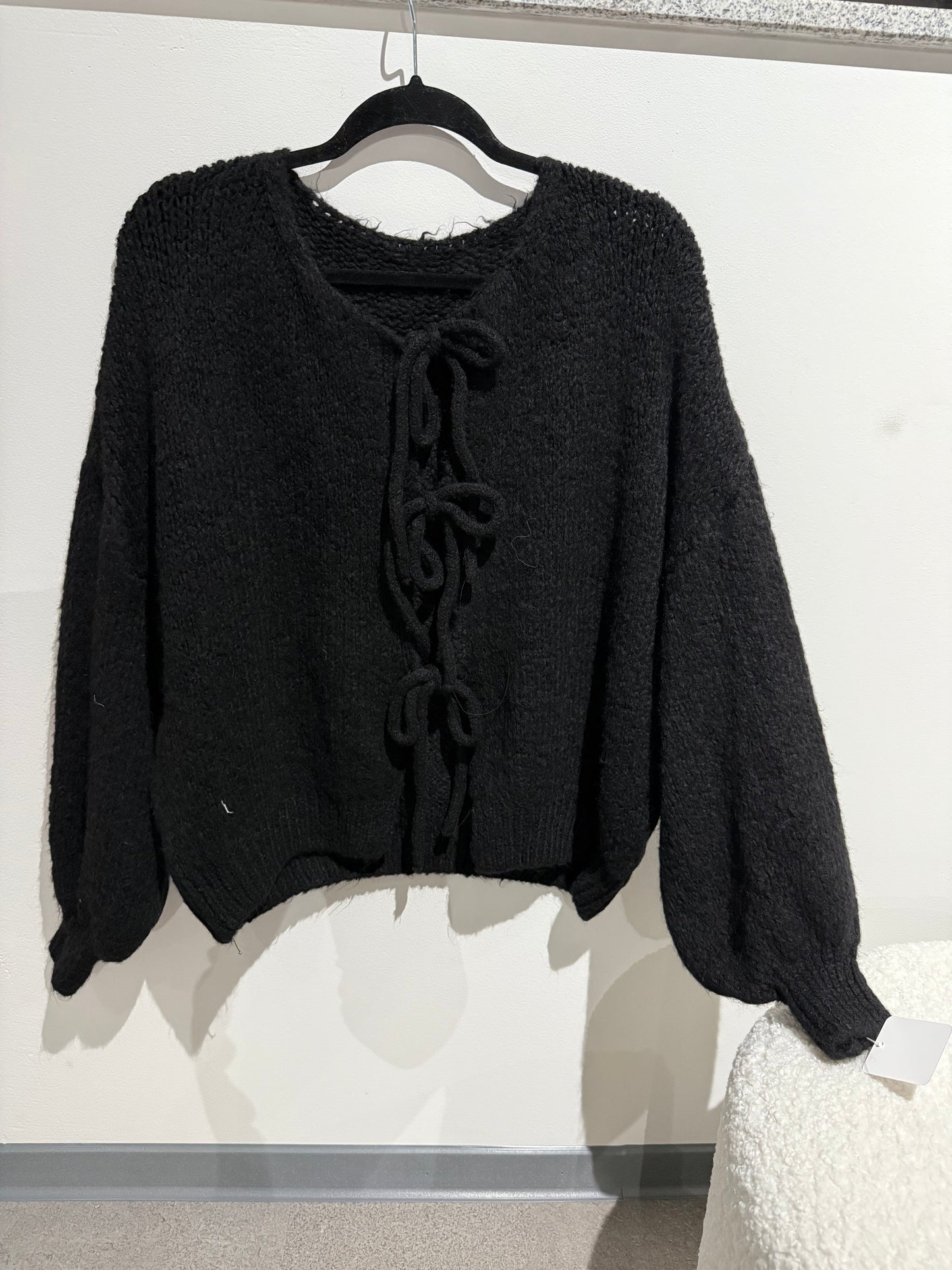 Strickjacke schleifen -8090- schwarz