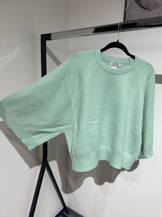 Basic Pullover kurzer Arm -6675- mint