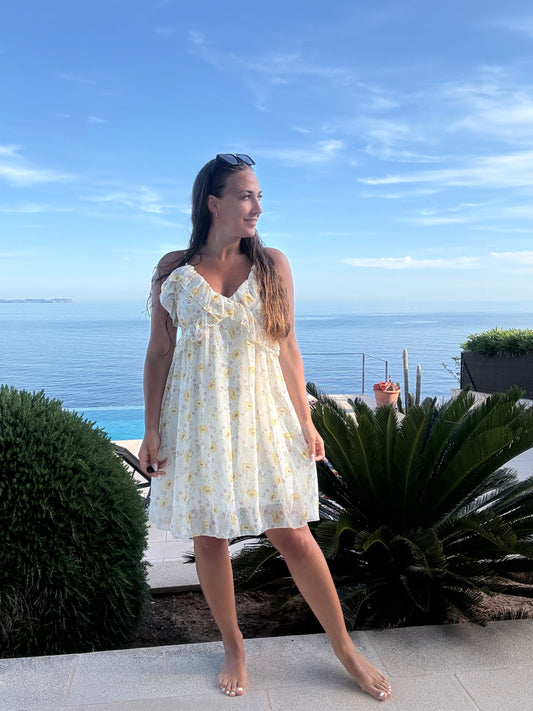 BLÜMCHENKLEID -2226- GELB - Sarahs Modeboutique
