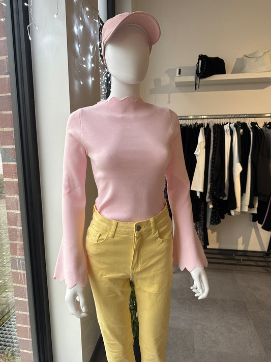 Basicshirt mit Trompetenärmel -6779- rosa - Sarahs Modeboutique