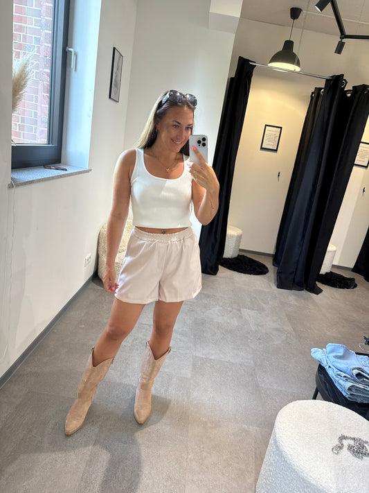 Ledershorts -1797- Creme - Sarahs Modeboutique