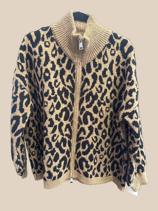STRICKJACKE ZIPPER -4988- BRAUN