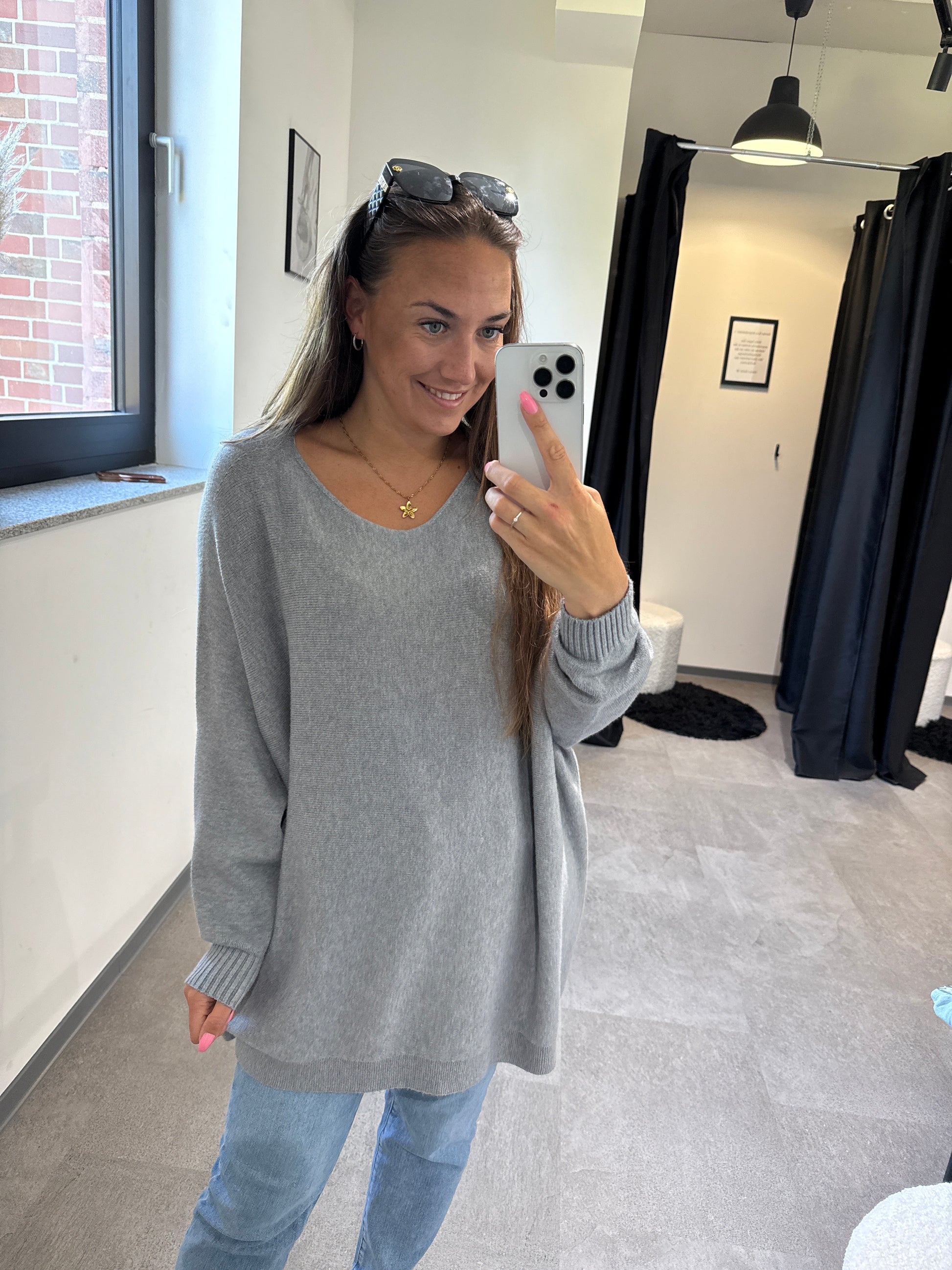 Pulli overzise -7551- grau - Sarahs Modeboutique