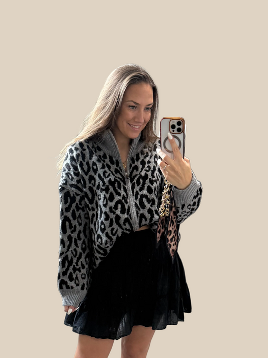 STRICKJACKE ZIPPER -4988- GRAU - Sarahs Modeboutique