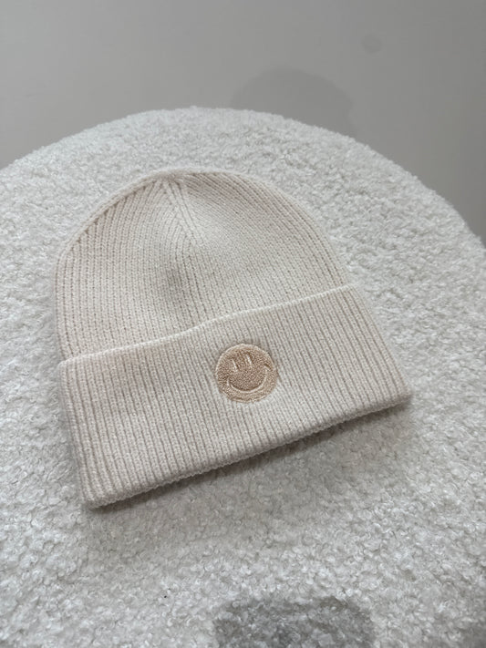 Mütze -1579- Smiley Creme