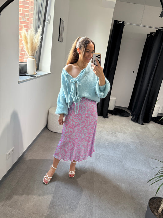 Strickjacke schleifen -8090- hellblau