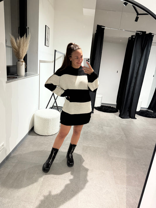 Pullikleid gestreift -3353- schwarz/creme