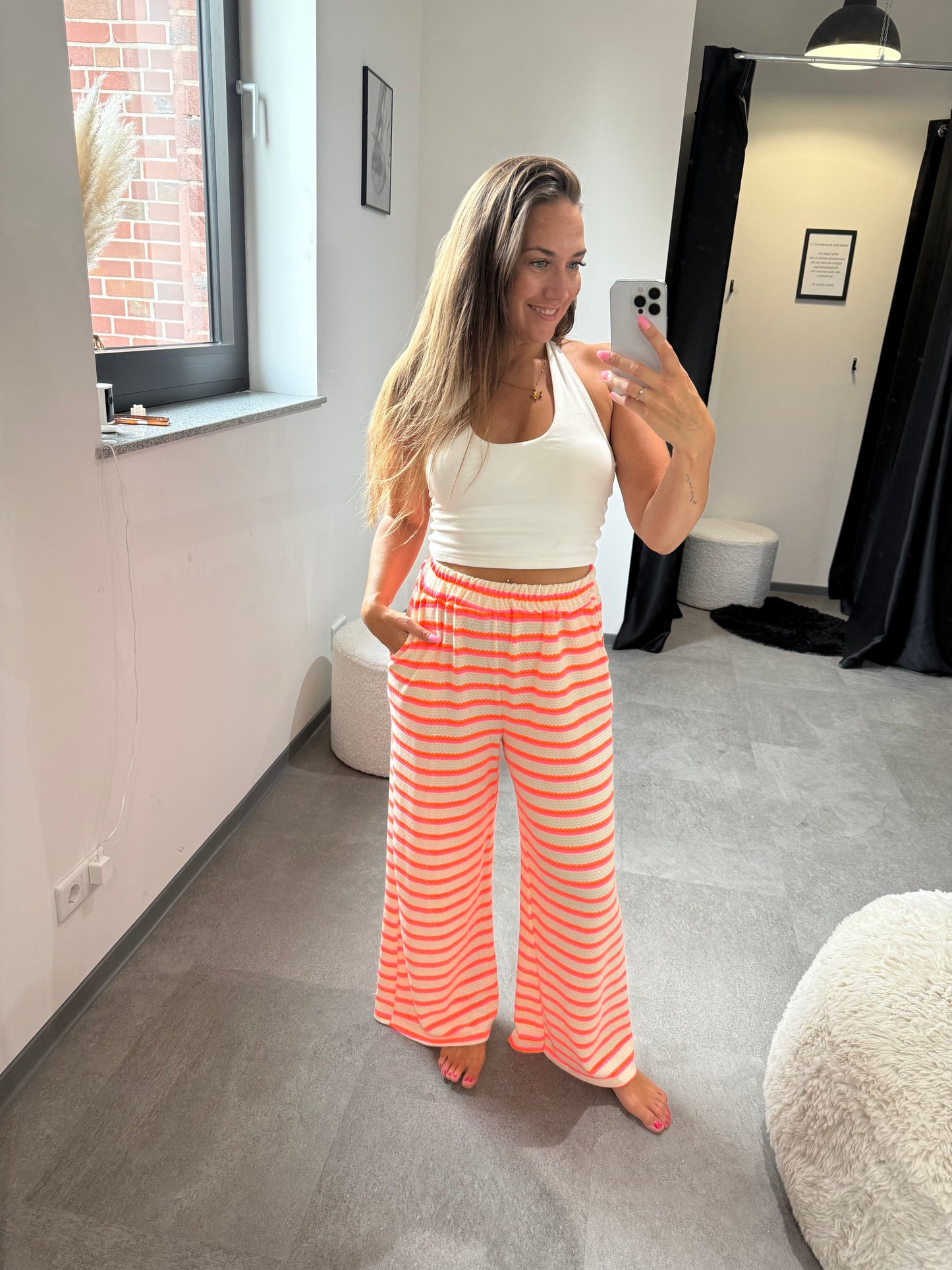 HOSE NEON GESTREIFT -5558- PINK