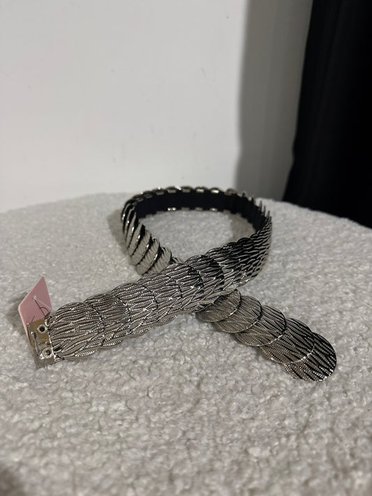 Gürtel Gummizug -9822- Silber gestreift