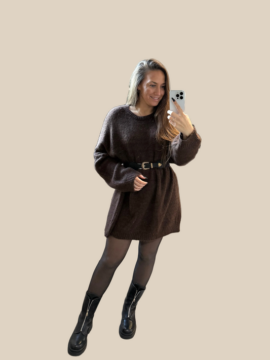 PULLOVERKLEID BRAUN -2490-
