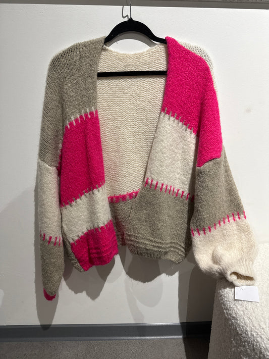 Cardigan -7645- Pink/beige