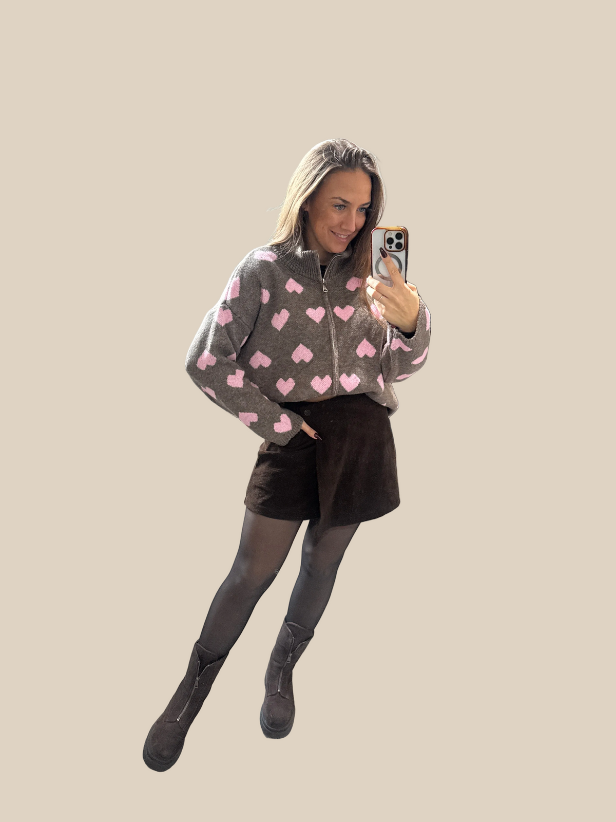 STRICKJACKE -4479- TAUPE - Sarahs Modeboutique