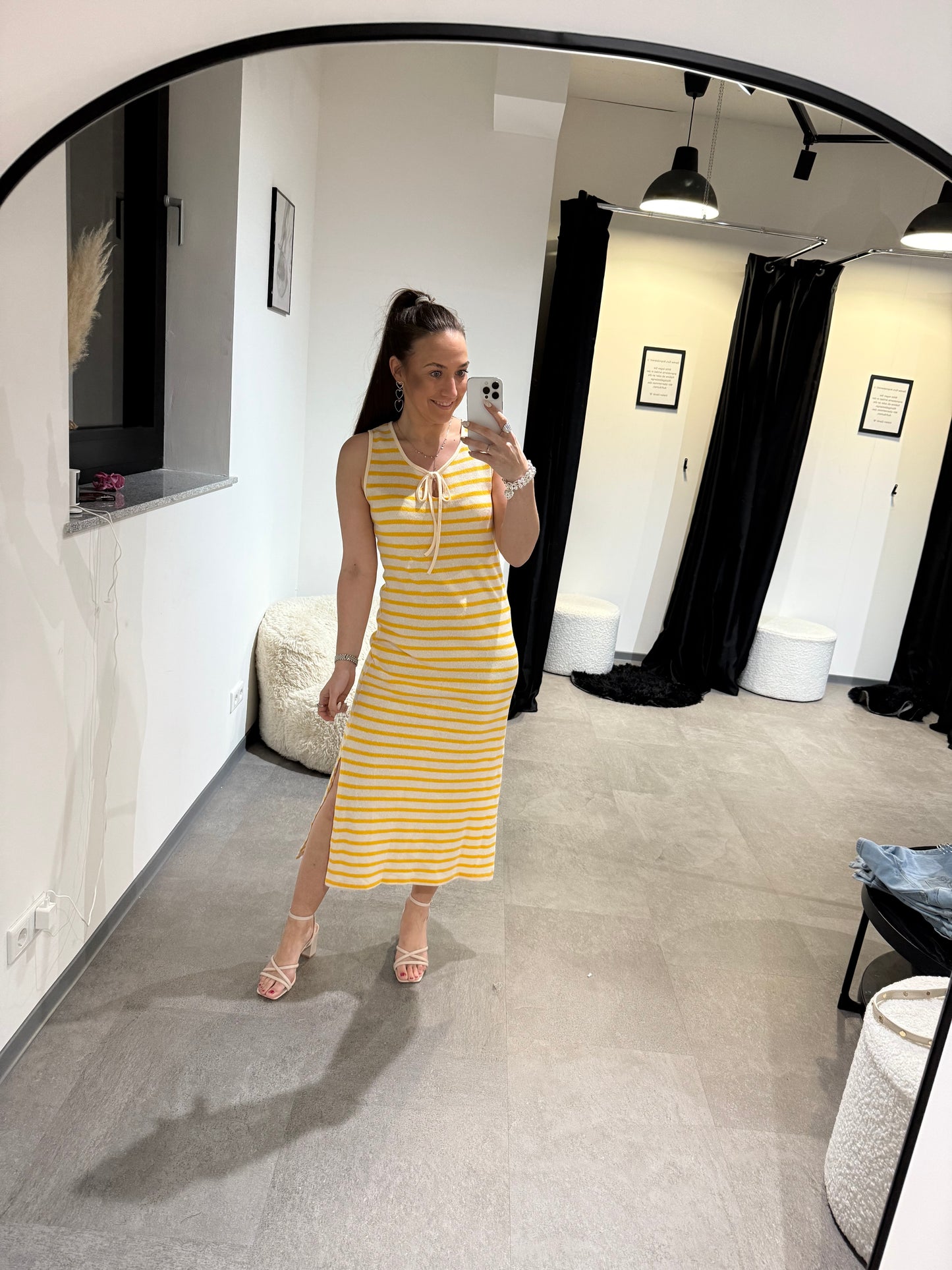 STRICKKLEID GESTREIFT -1473- YELLOW