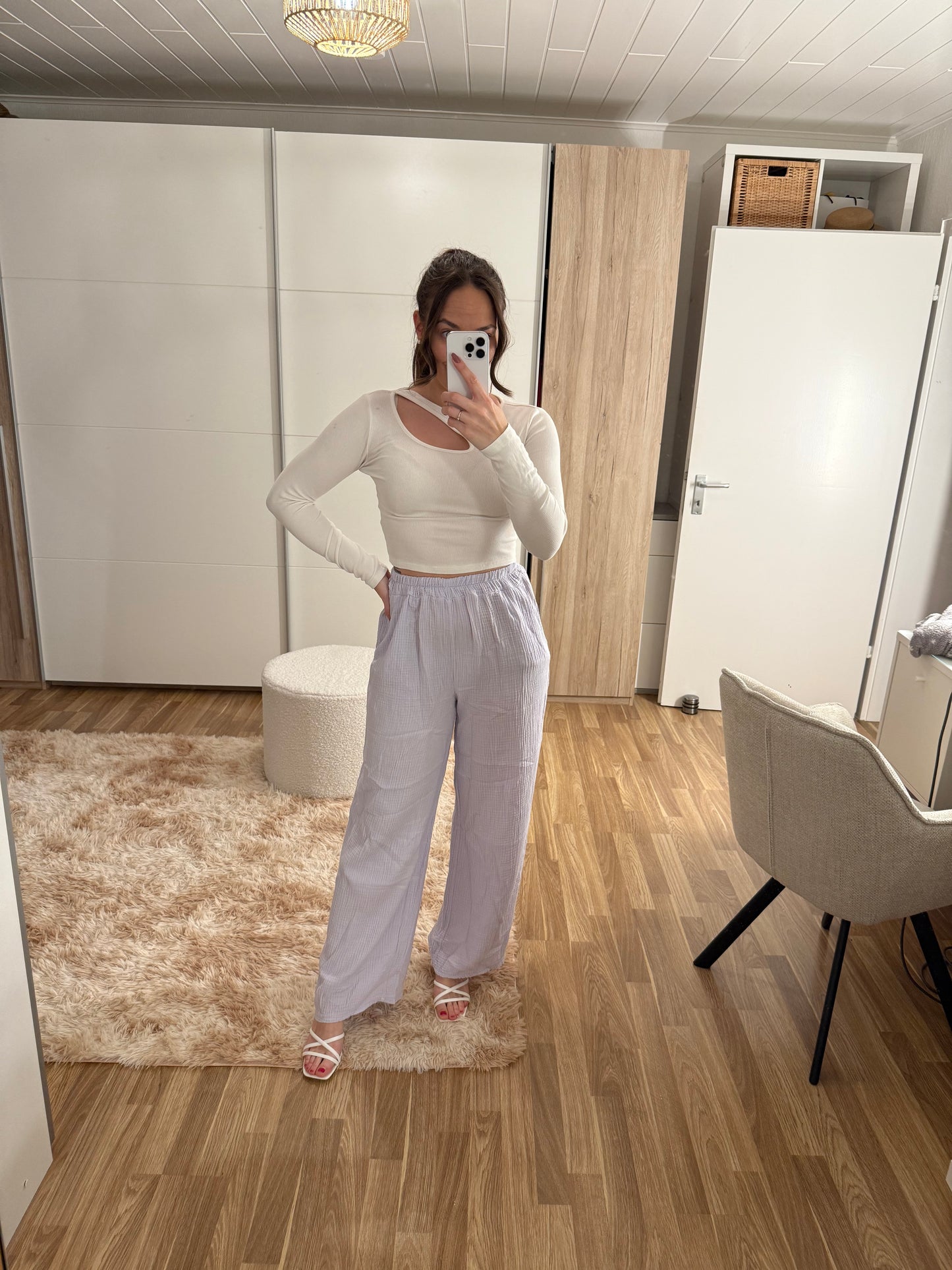 Musselinhose -3922- hellflieder - Sarahs Modeboutique