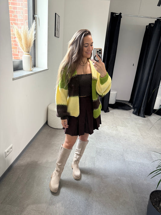 Cardigan -7645- grün/gelb