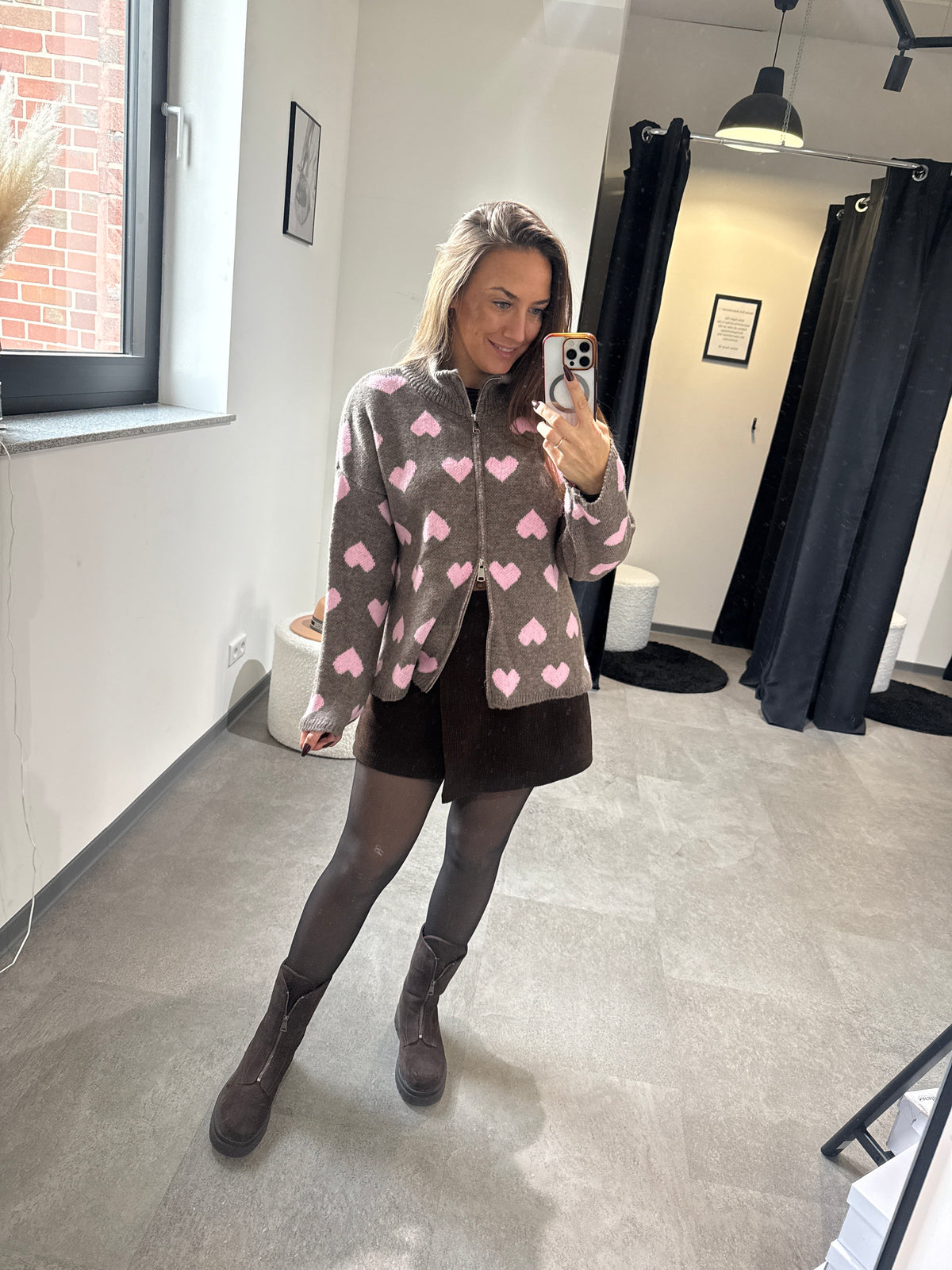 STRICKJACKE -4479- TAUPE - Sarahs Modeboutique