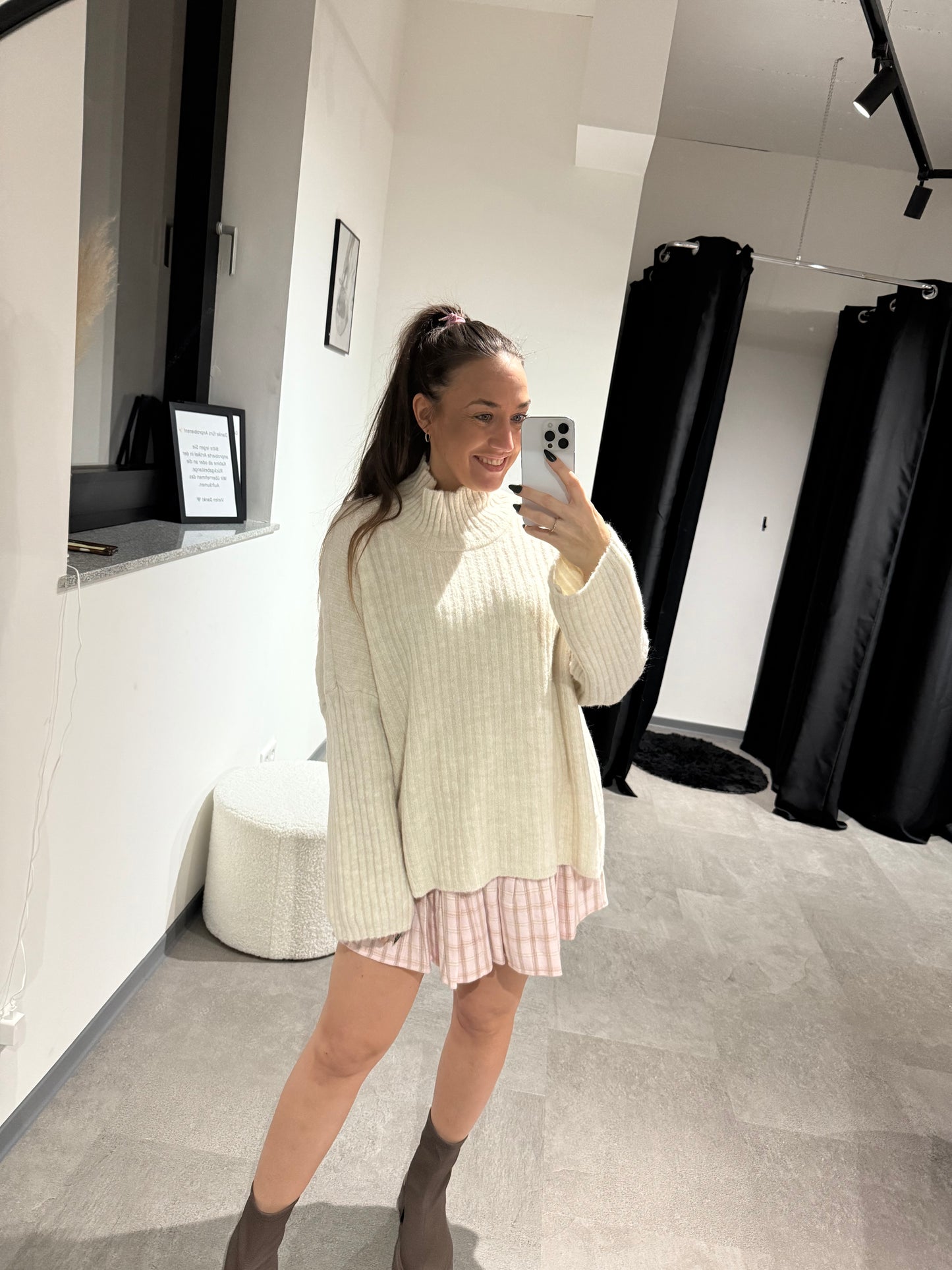 GERIPPTER STRICKPULLOVER -4329- CREME - Sarahs Modeboutique