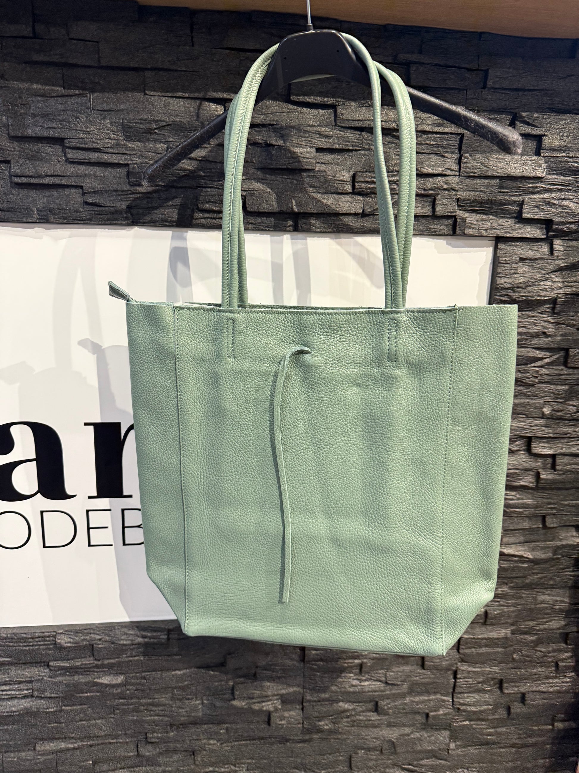 SHOPPER MIT REISSVERSCHLUSS -1333- DUNKELMINT - Sarahs Modeboutique