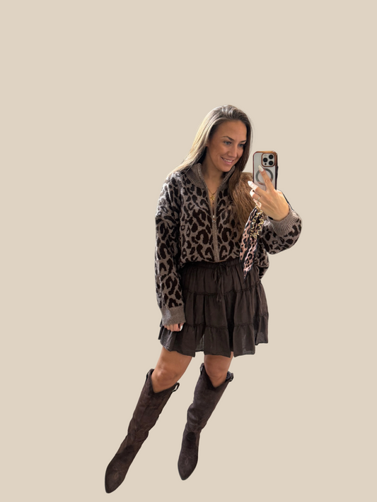 STRICKJACKE ZIPPER -4988- TAUPE - Sarahs Modeboutique