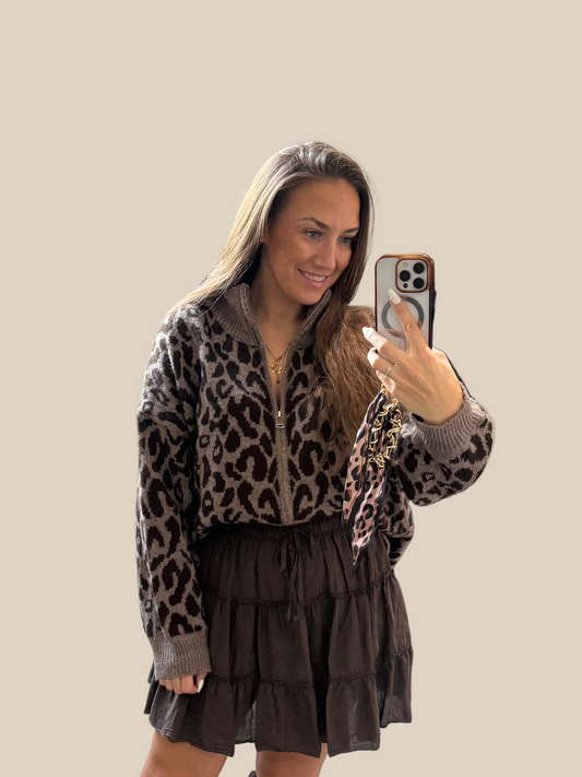 STRICKJACKE ZIPPER -4988- TAUPE - Sarahs Modeboutique