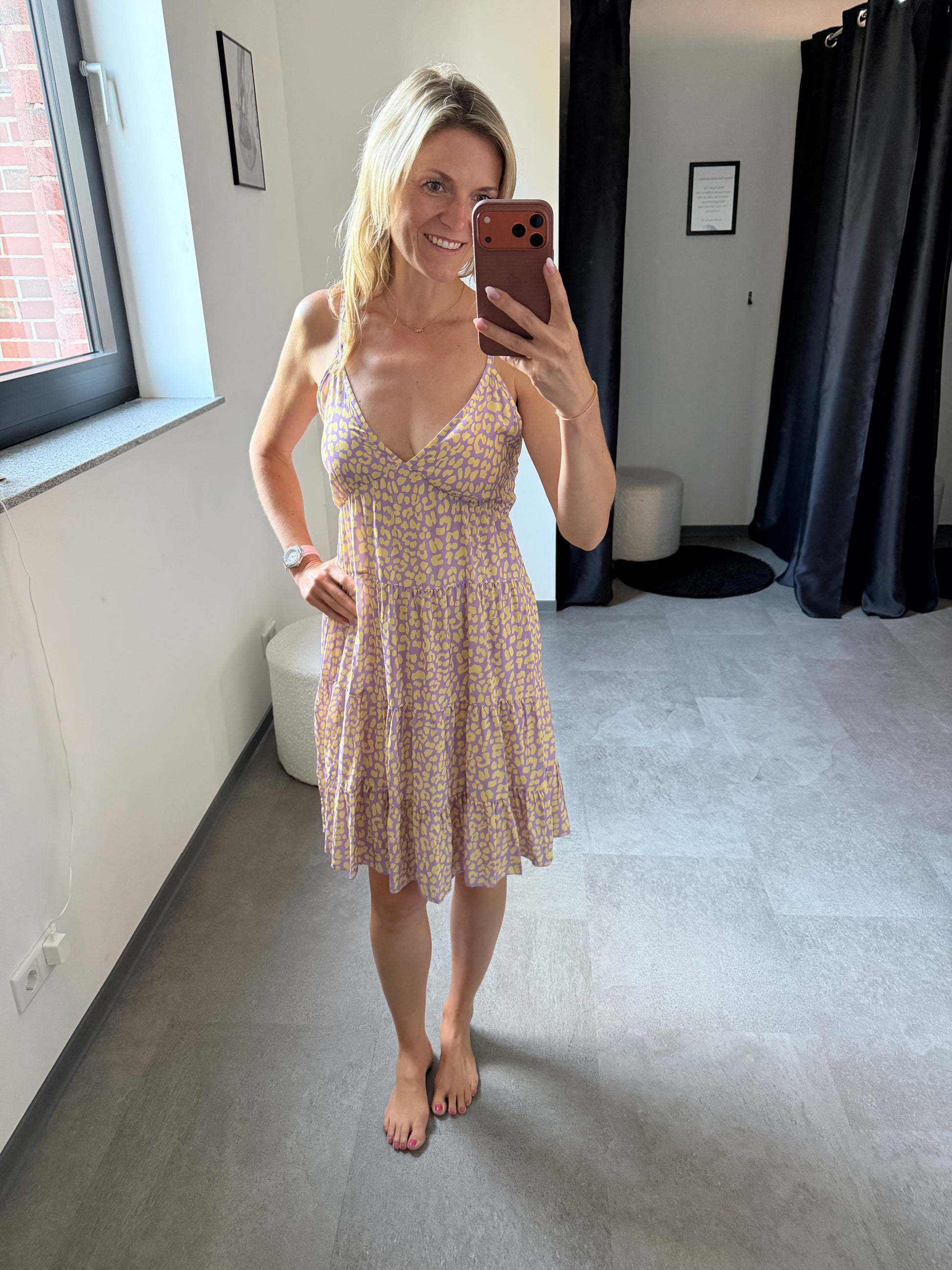 SOMMERKLEID -3336- FLIEDER/GELB - Sarahs Modeboutique
