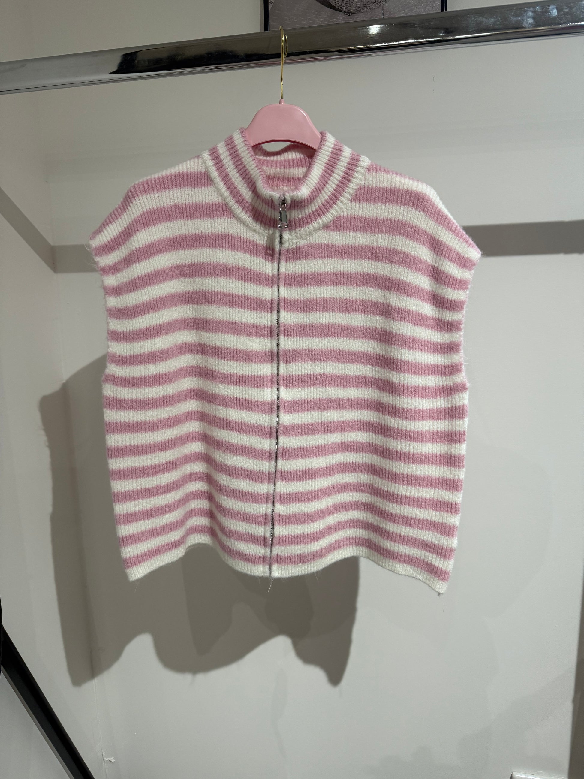 STRICKWESTE -1472- ROSA/CREME - Sarahs Modeboutique