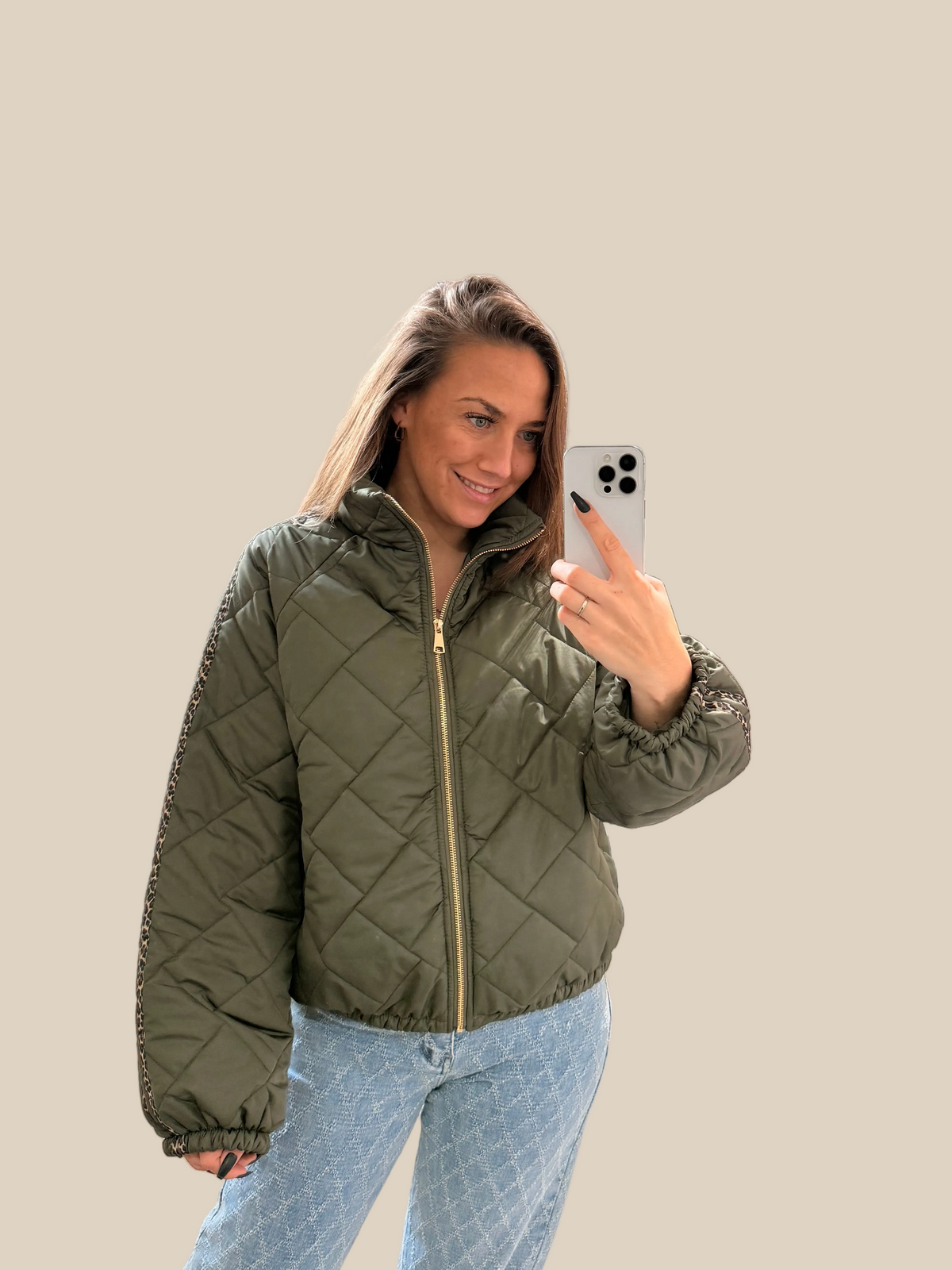 JACKE MIT LEO -9001- KHAKI - Sarahs Modeboutique