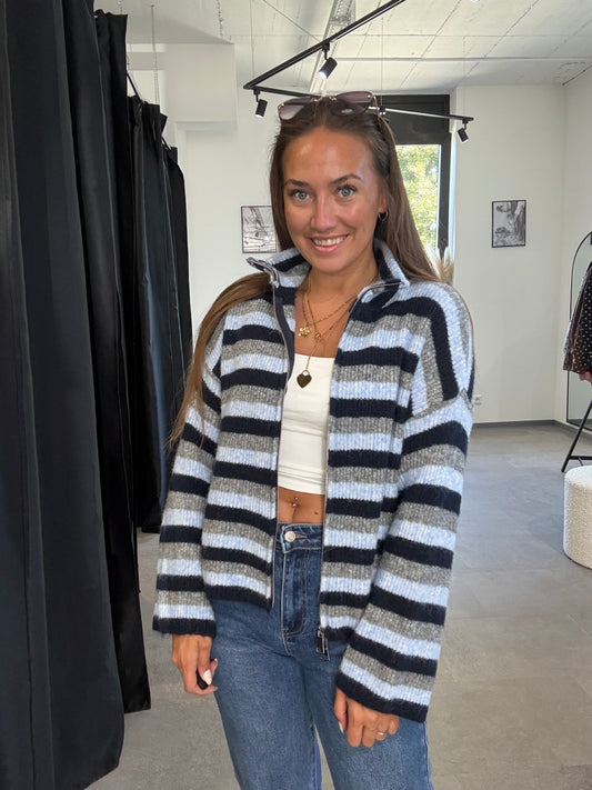 ZIP PULLOVER -3555- BLAU